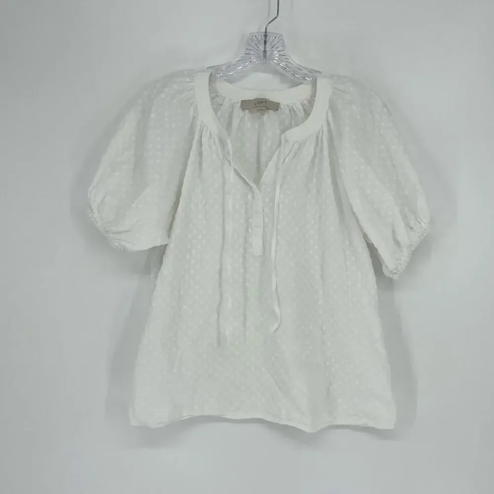 Loft Puff Sleeve Swiss Dot Top Size Small